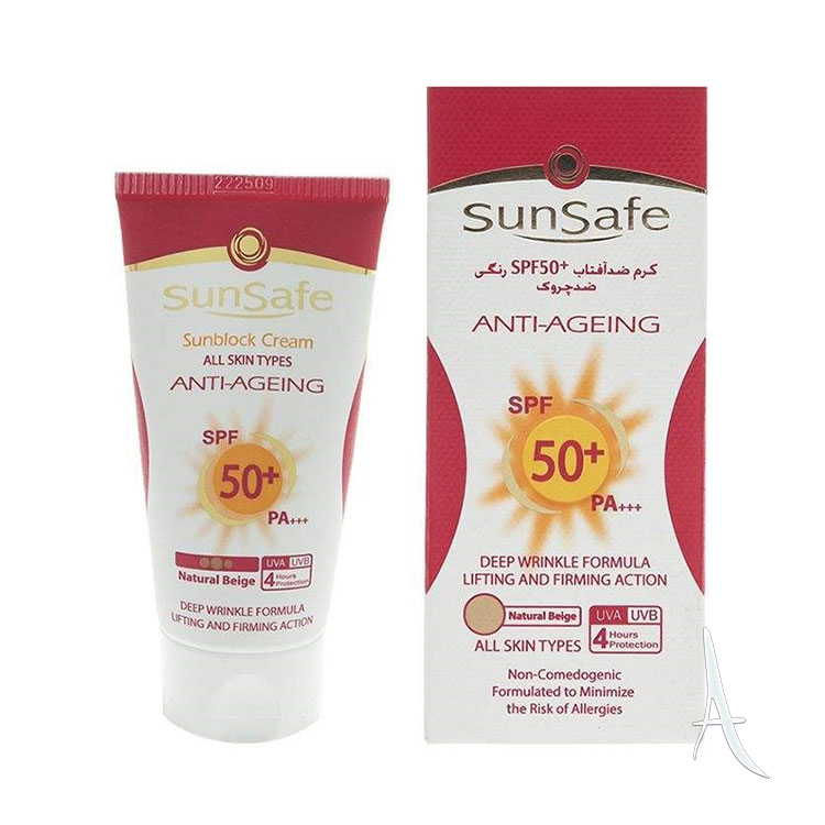 کرم ضد آفتاب رنگی ضد چروک اس پی اف 50 سان سیف-2