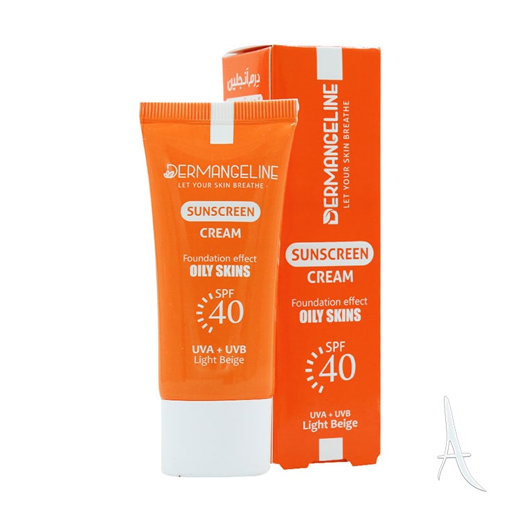 کرم ضد آفتاب کرم پودری درم انجلین اس پی اف 40 مخصوص پوست چرب