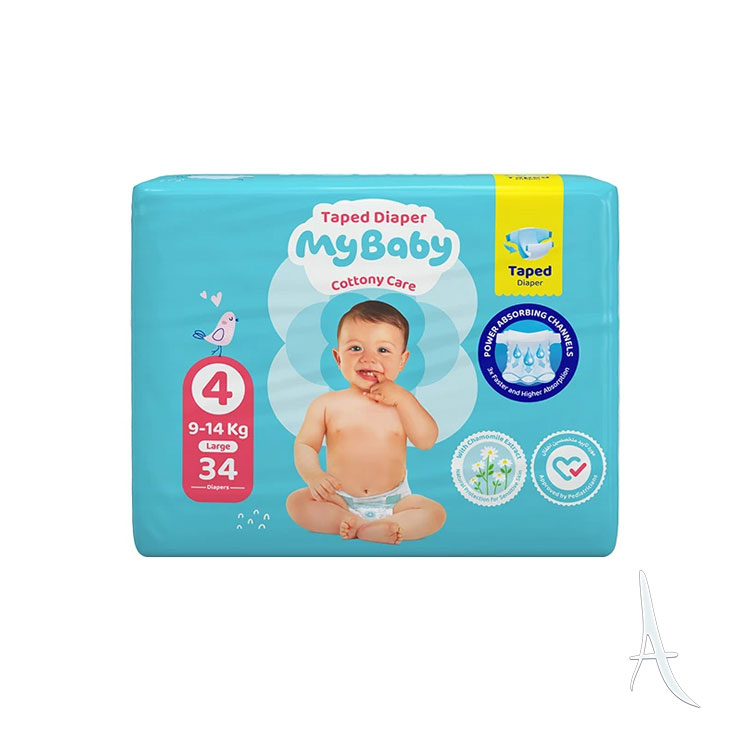 پوشک بچه چسبی بزرگ مای بیبی سایز 4